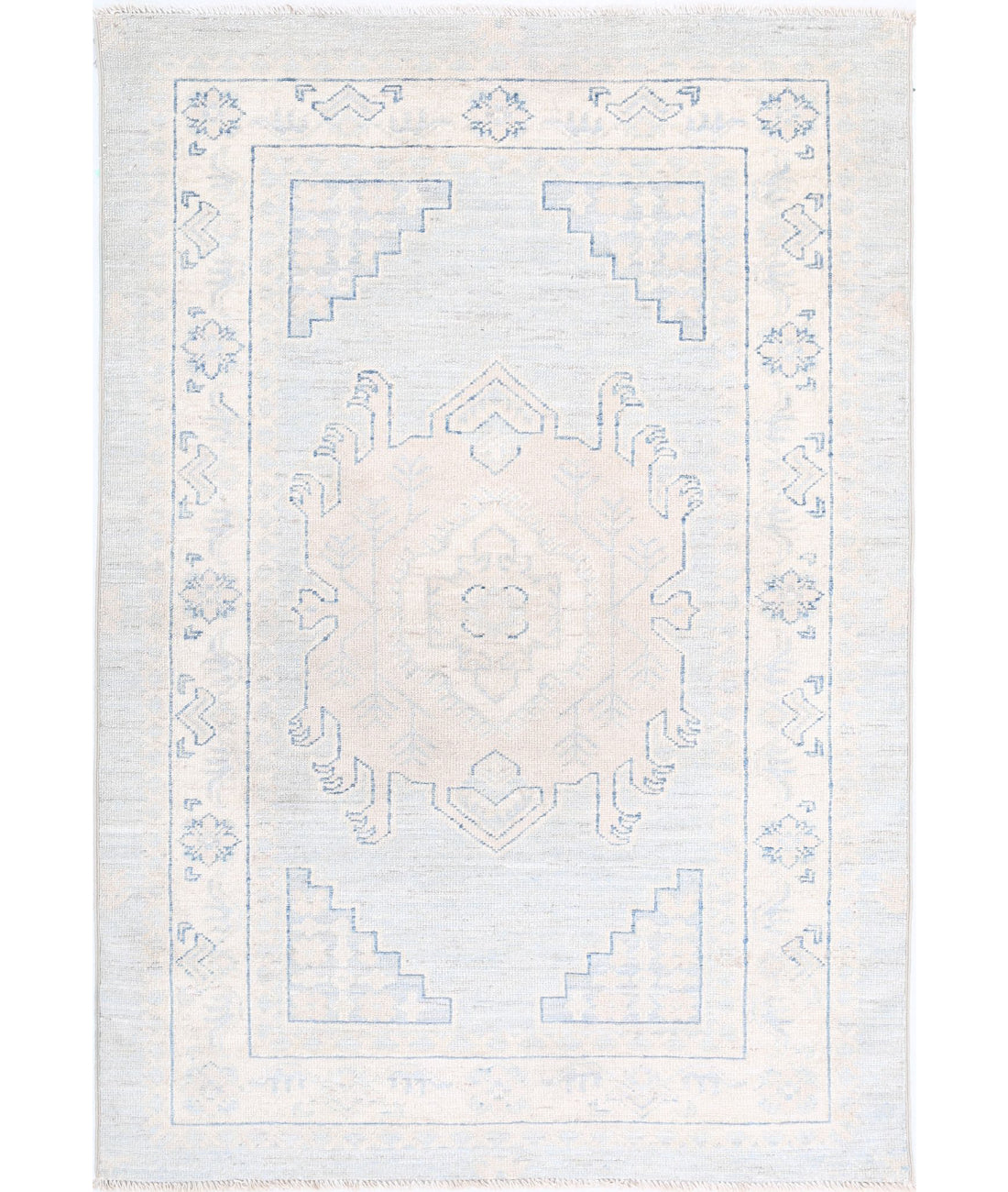 Serenity 3'0'' X 4'8'' Hand-Knotted Wool Rug 3'0'' x 4'8'' (90 X 140) / Blue / Ivory