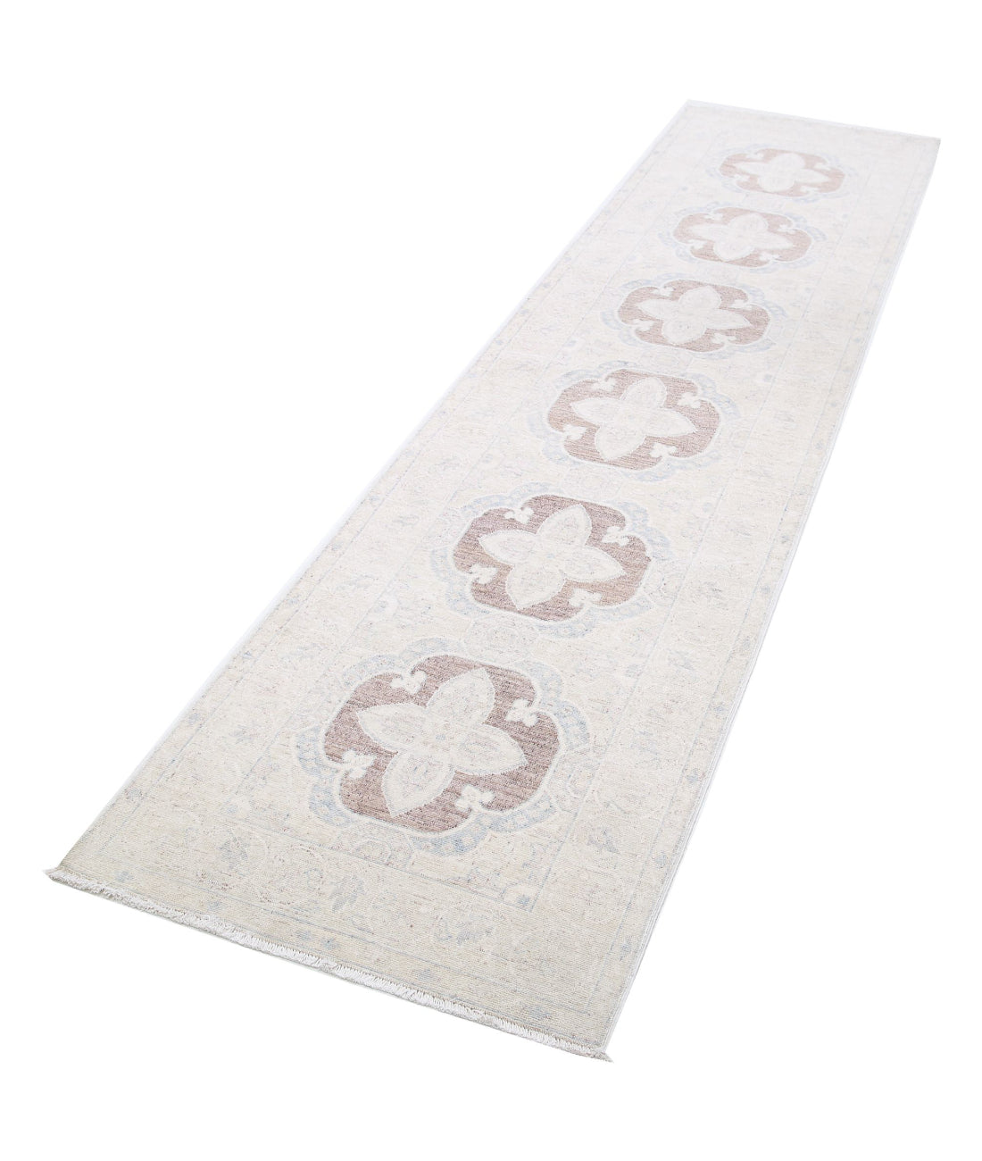 Serenity 2'6'' X 10'0'' Hand-Knotted Wool Rug 2'6'' x 10'0'' (75 X 300) / Brown / Ivory