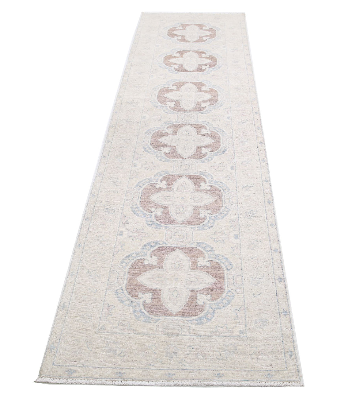 Serenity 2'6'' X 10'0'' Hand-Knotted Wool Rug 2'6'' x 10'0'' (75 X 300) / Brown / Ivory