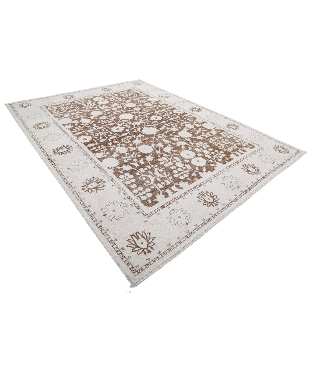 Serenity 8'11'' X 11'8'' Hand-Knotted Wool Rug 8'11'' x 11'8'' (268 X 350) / Brown / Ivory