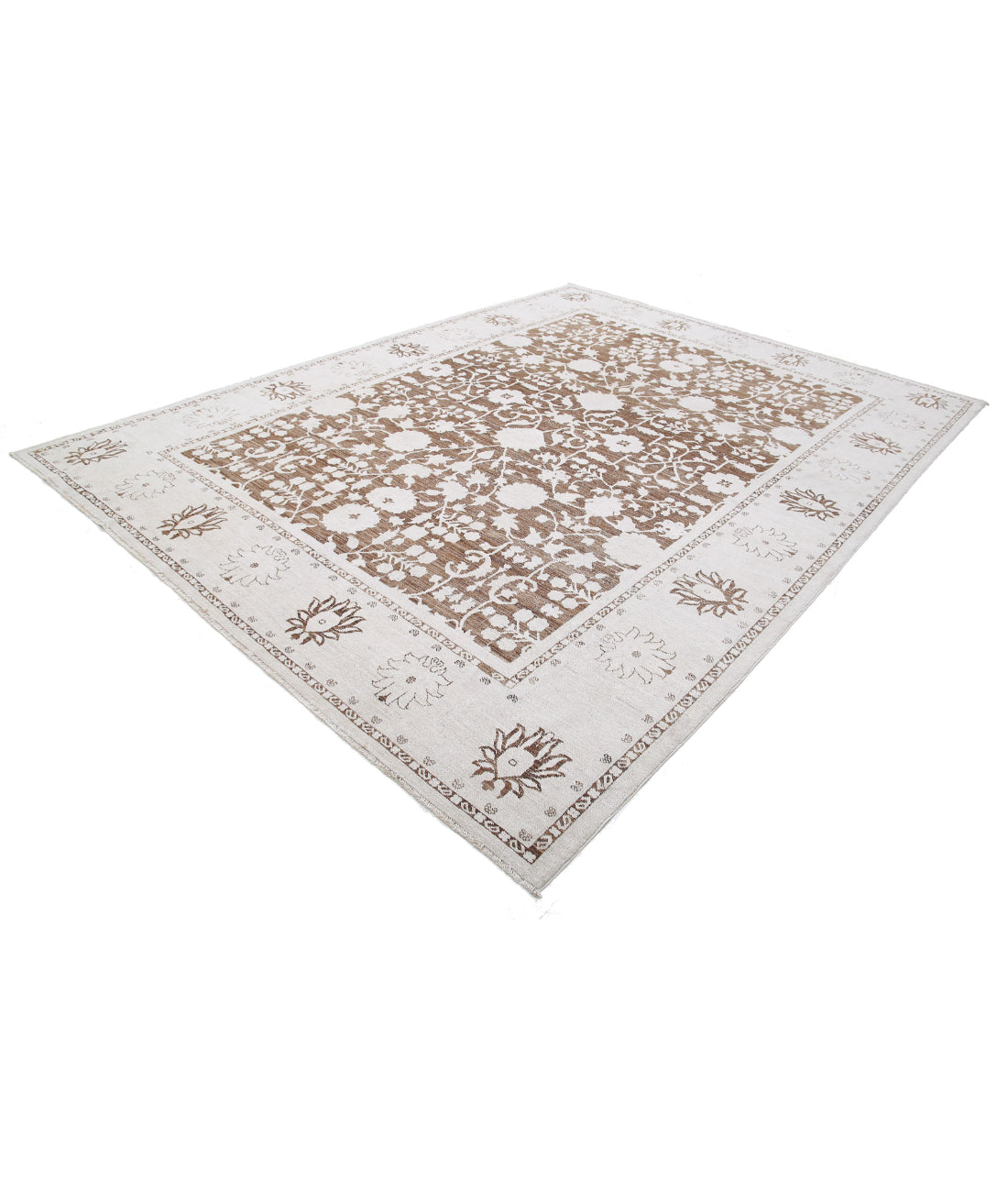 Serenity 8'11'' X 11'8'' Hand-Knotted Wool Rug 8'11'' x 11'8'' (268 X 350) / Brown / Ivory