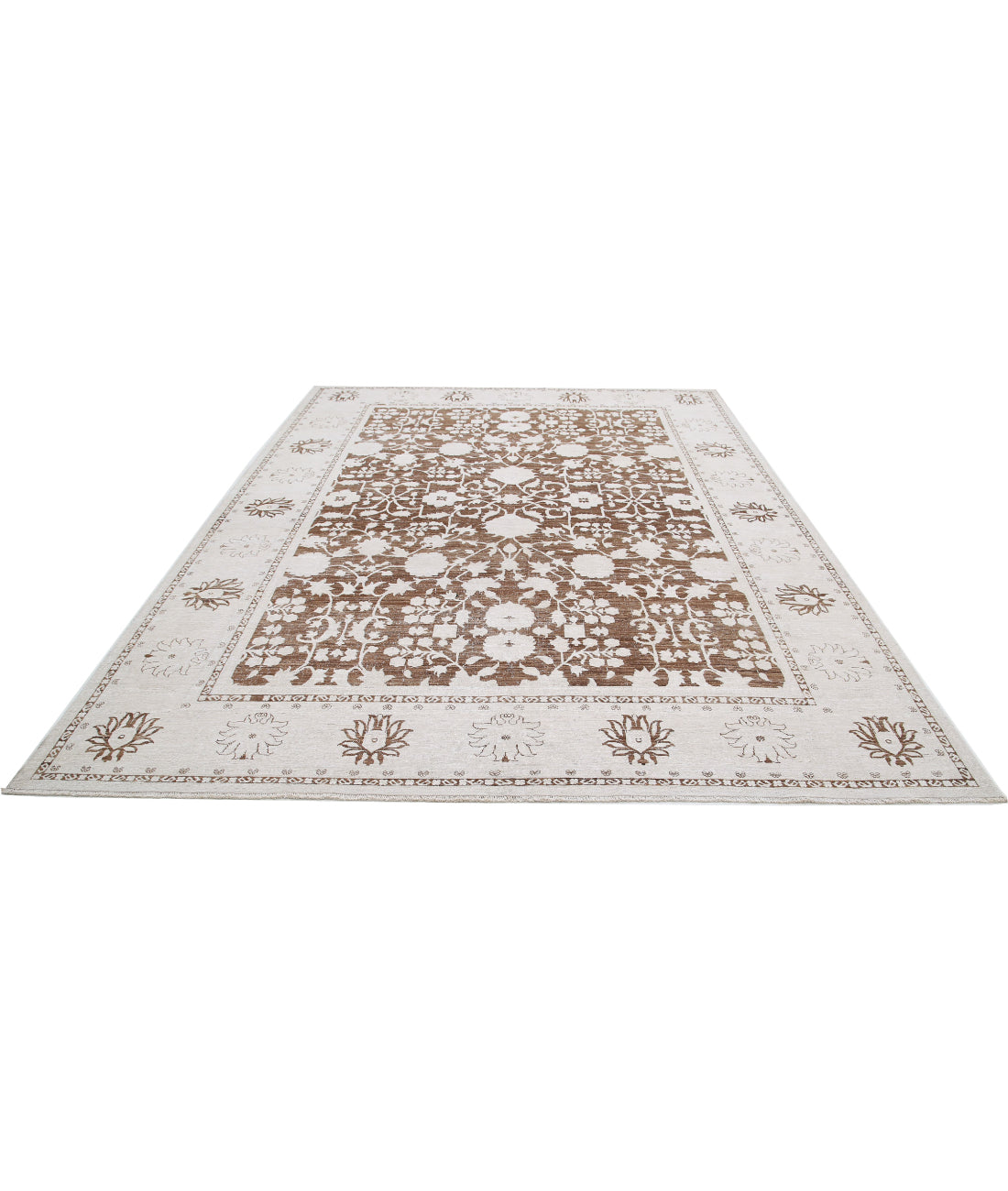 Serenity 8'11'' X 11'8'' Hand-Knotted Wool Rug 8'11'' x 11'8'' (268 X 350) / Brown / Ivory