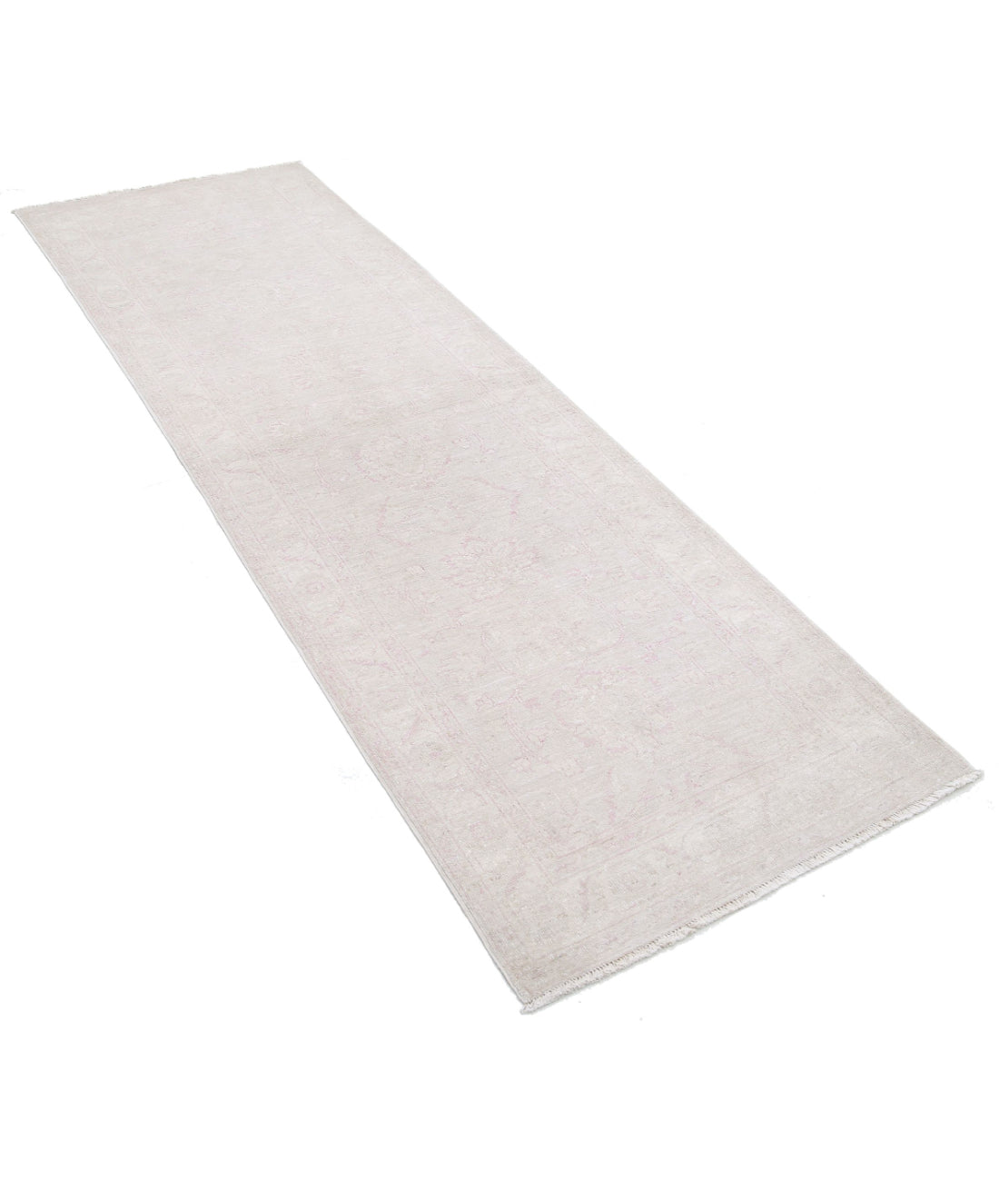 Serenity 2'8'' X 8'3'' Hand-Knotted Wool Rug 2'8'' x 8'3'' (80 X 248) / Grey / Ivory