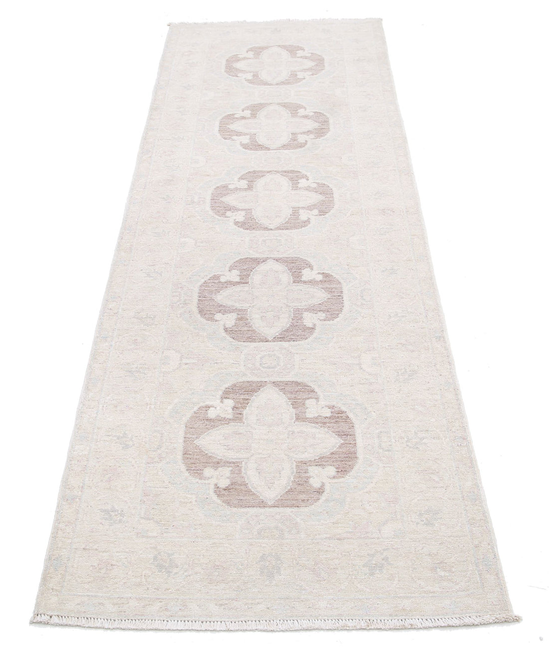 Serenity 2'6'' X 8'3'' Hand-Knotted Wool Rug 2'6'' x 8'3'' (75 X 248) / Brown / Ivory