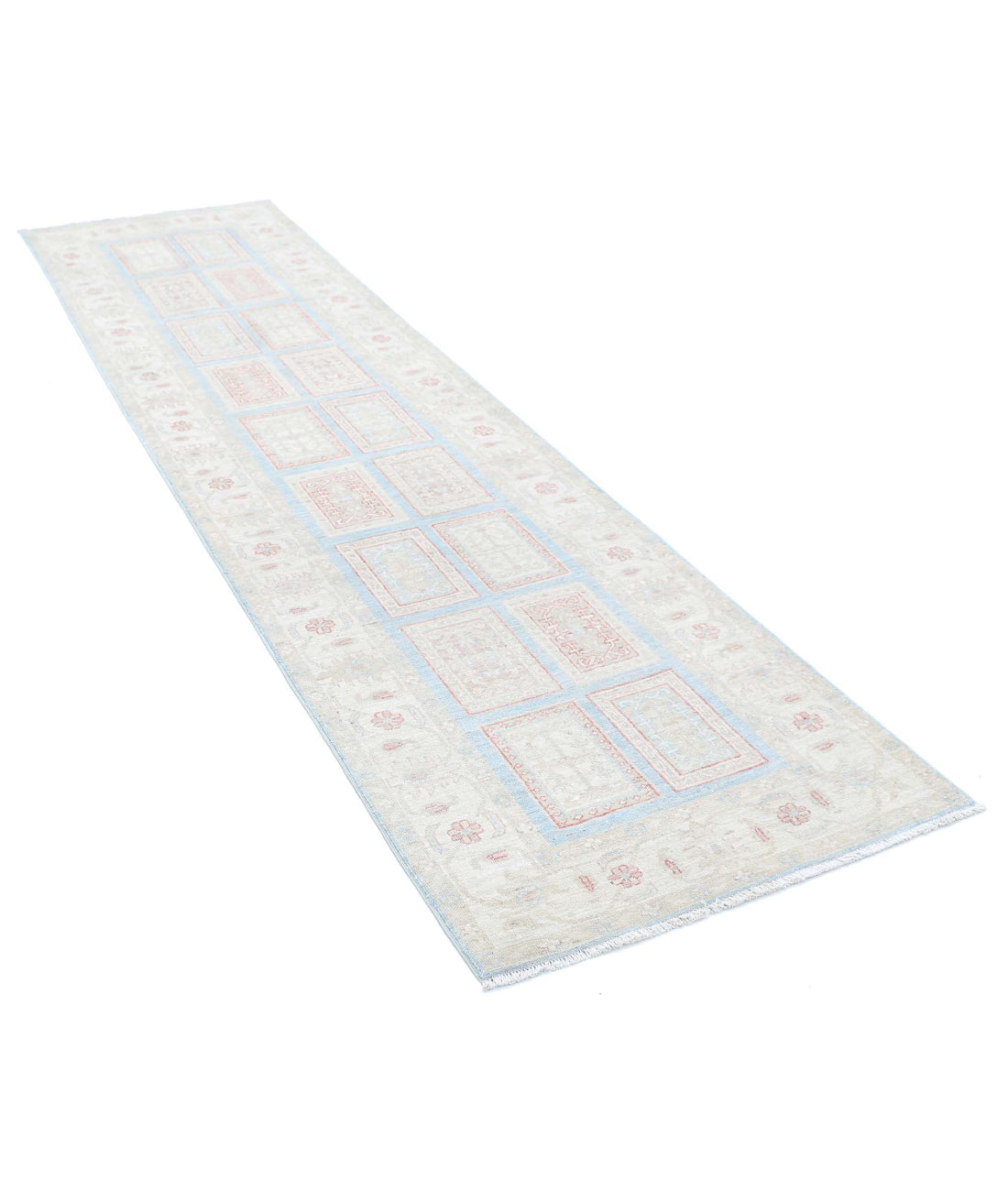 Serenity 2'7'' X 9'6'' Hand-Knotted Wool Rug 2'7'' x 9'6'' (78 X 285) / Blue / Ivory