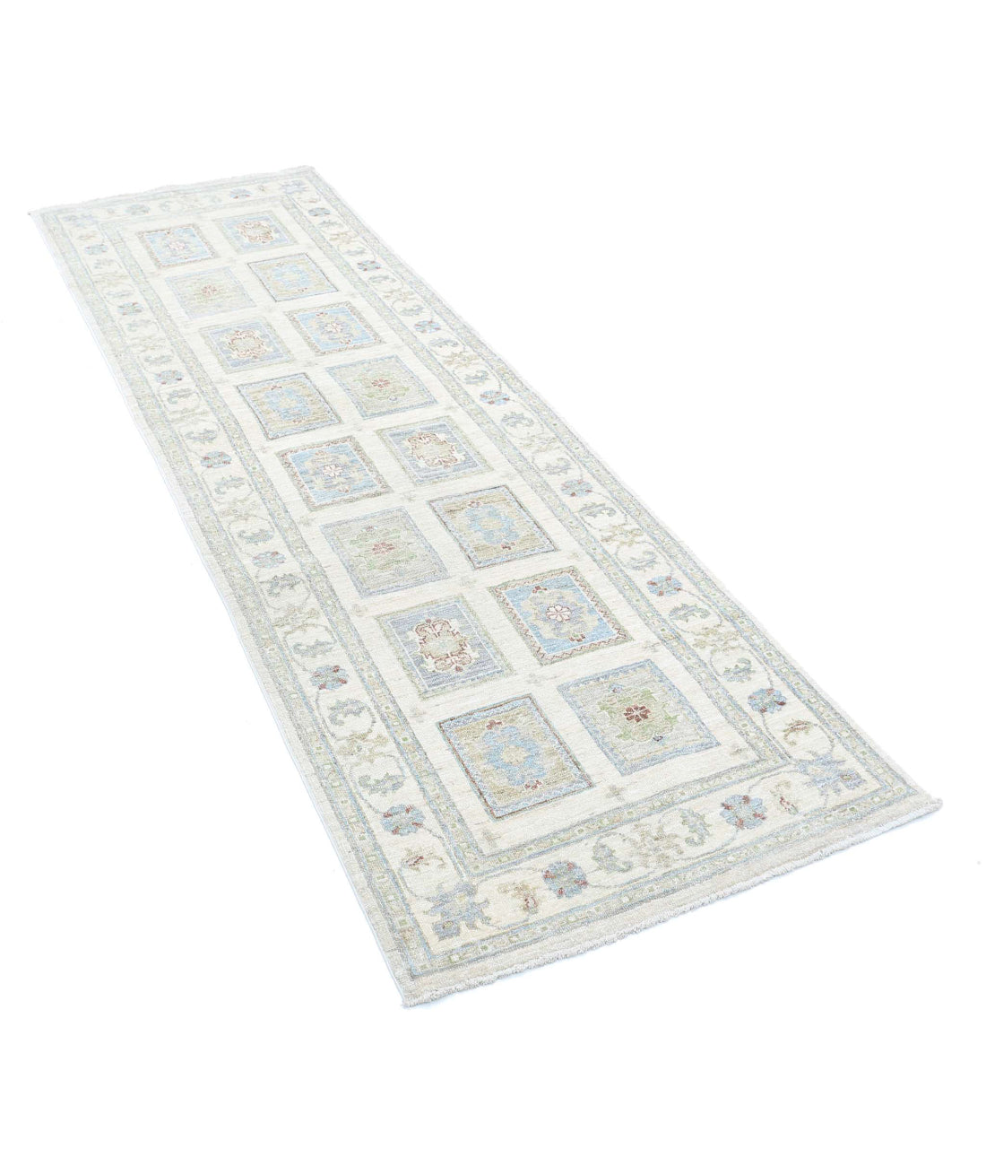 Serenity 2'6'' X 7'11'' Hand-Knotted Wool Rug 2'6'' x 7'11'' (75 X 238) / Ivory / Blue