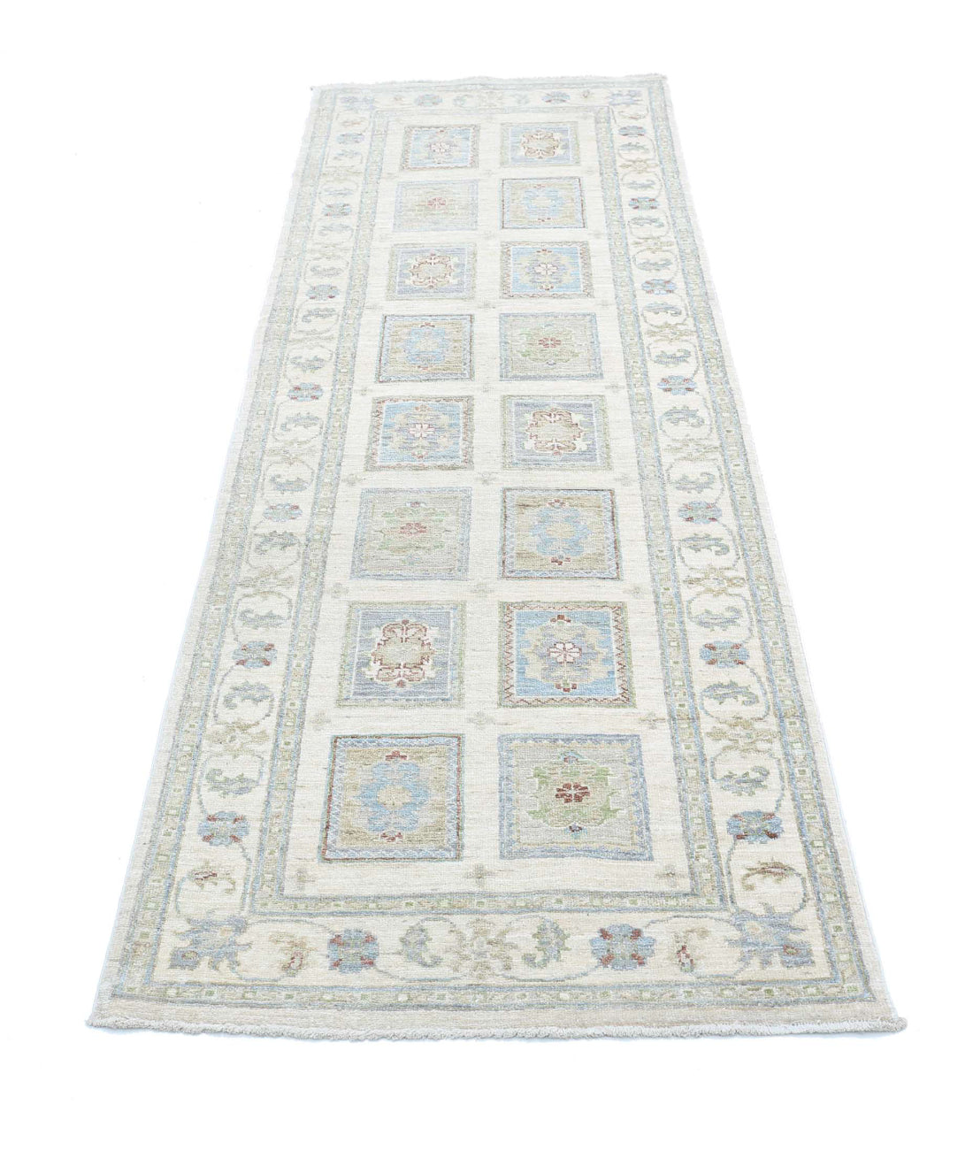 Serenity 2'6'' X 7'11'' Hand-Knotted Wool Rug 2'6'' x 7'11'' (75 X 238) / Ivory / Blue