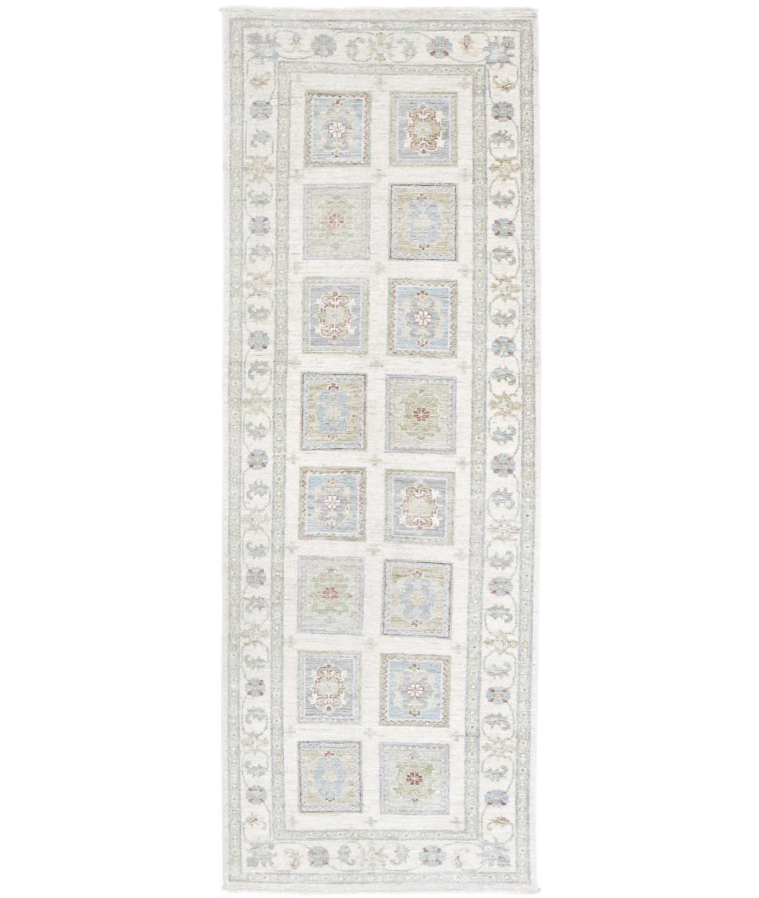 Serenity 2'6'' X 7'11'' Hand-Knotted Wool Rug 2'6'' x 7'11'' (75 X 238) / Ivory / Blue