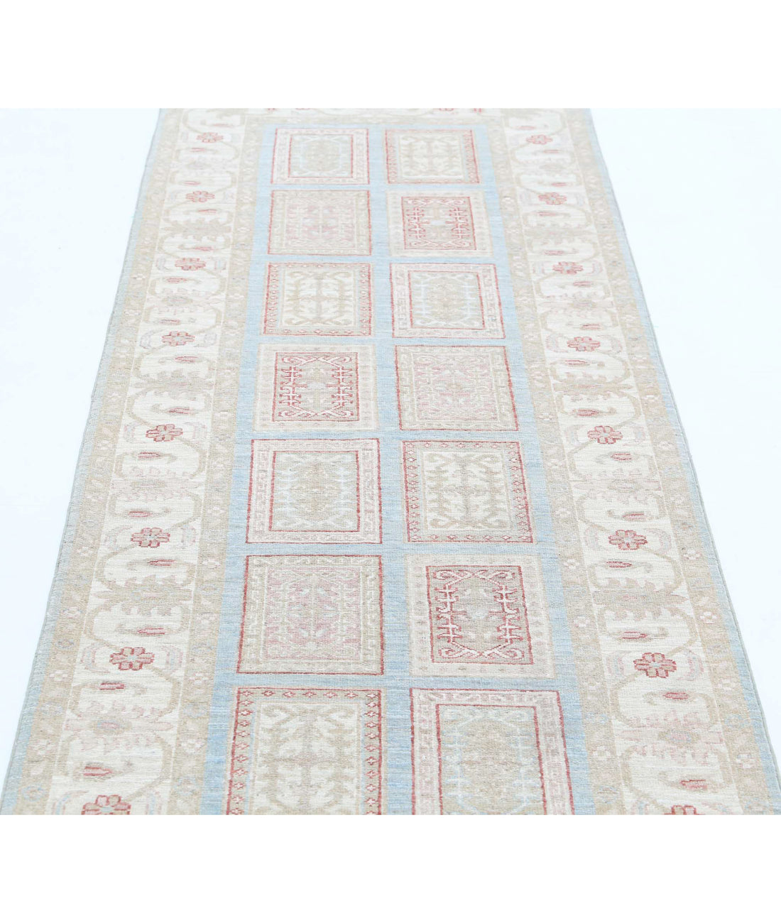 Serenity 2'9'' X 7'9'' Hand-Knotted Wool Rug 2'9'' x 7'9'' (83 X 233) / Blue / Ivory