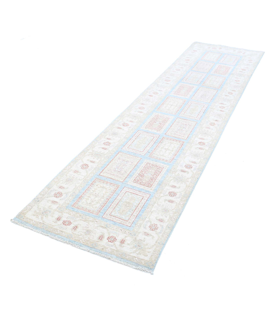 Serenity 2'7'' X 10'1'' Hand-Knotted Wool Rug 2'7'' x 10'1'' (78 X 303) / Blue / Ivory