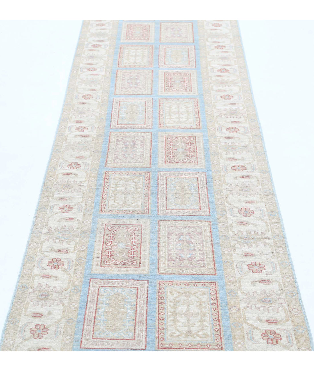 Serenity 2'7'' X 10'1'' Hand-Knotted Wool Rug 2'7'' x 10'1'' (78 X 303) / Blue / Ivory