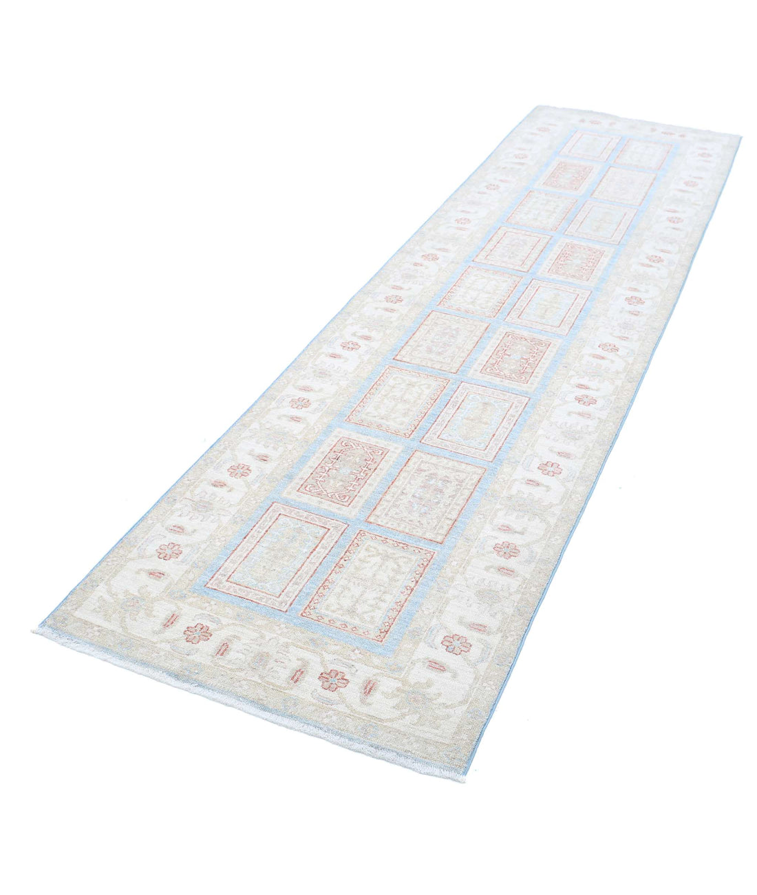 Serenity 2'7'' X 10'1'' Hand-Knotted Wool Rug 2'7'' x 10'1'' (78 X 303) / Blue / Ivory