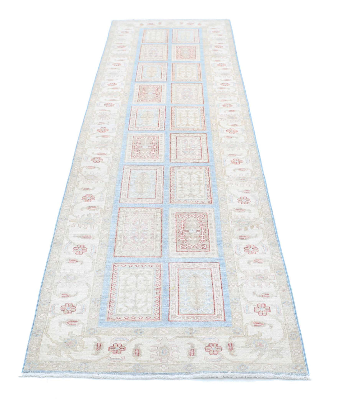 Serenity 2'7'' X 10'1'' Hand-Knotted Wool Rug 2'7'' x 10'1'' (78 X 303) / Blue / Ivory