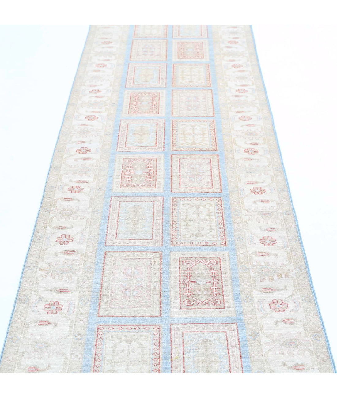 Serenity 2'7'' X 10'1'' Hand-Knotted Wool Rug 2'7'' x 10'1'' (78 X 303) / Blue / Ivory