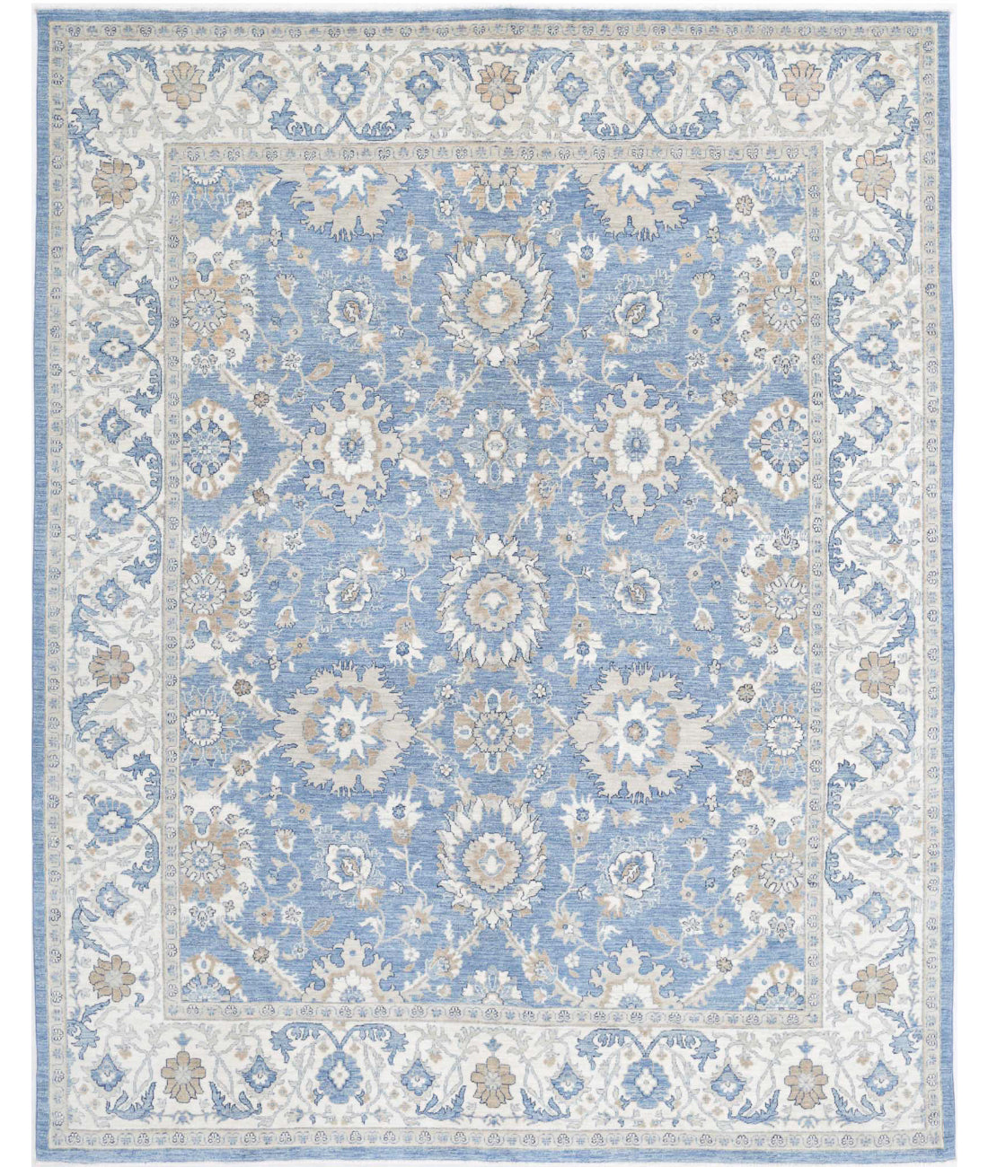 Serenity 8'0'' X 10'0'' Hand-Knotted Wool Rug 8'0'' x 10'0'' (240 X 300) / Blue / Ivory