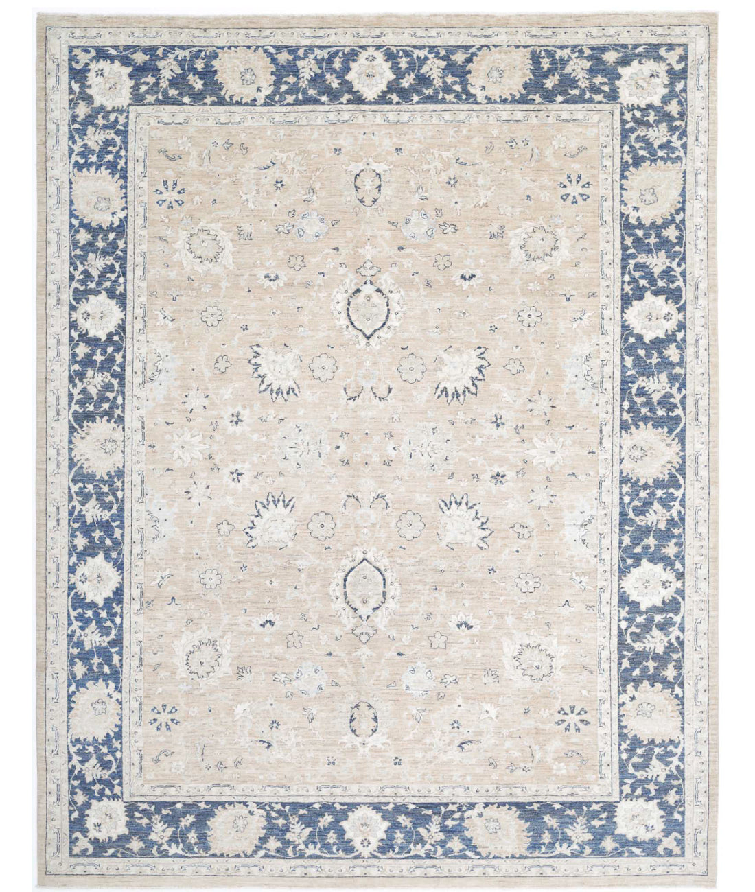 Serenity 8'0'' X 10'4'' Hand-Knotted Wool Rug 8'0'' x 10'4'' (240 X 310) / Taupe / Blue