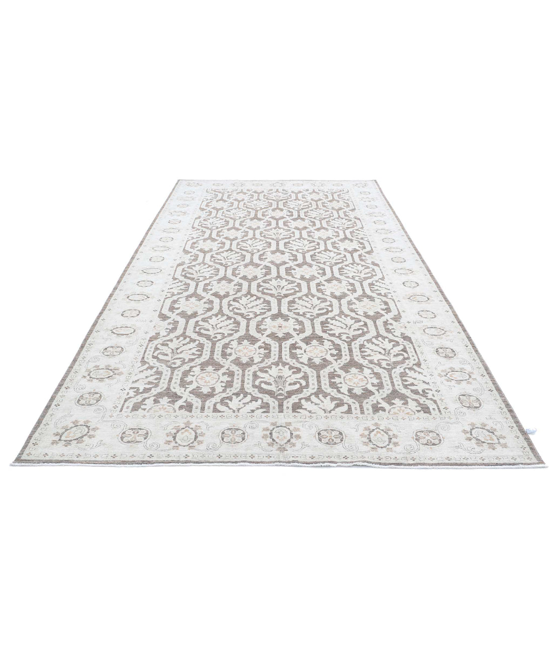 Serenity 6'7'' X 12'4'' Hand-Knotted Wool Rug 6'7'' x 12'4'' (198 X 370) / Brown / Ivory