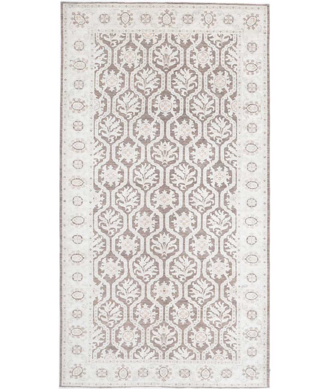 Serenity 6'7'' X 12'4'' Hand-Knotted Wool Rug 6'7'' x 12'4'' (198 X 370) / Brown / Ivory