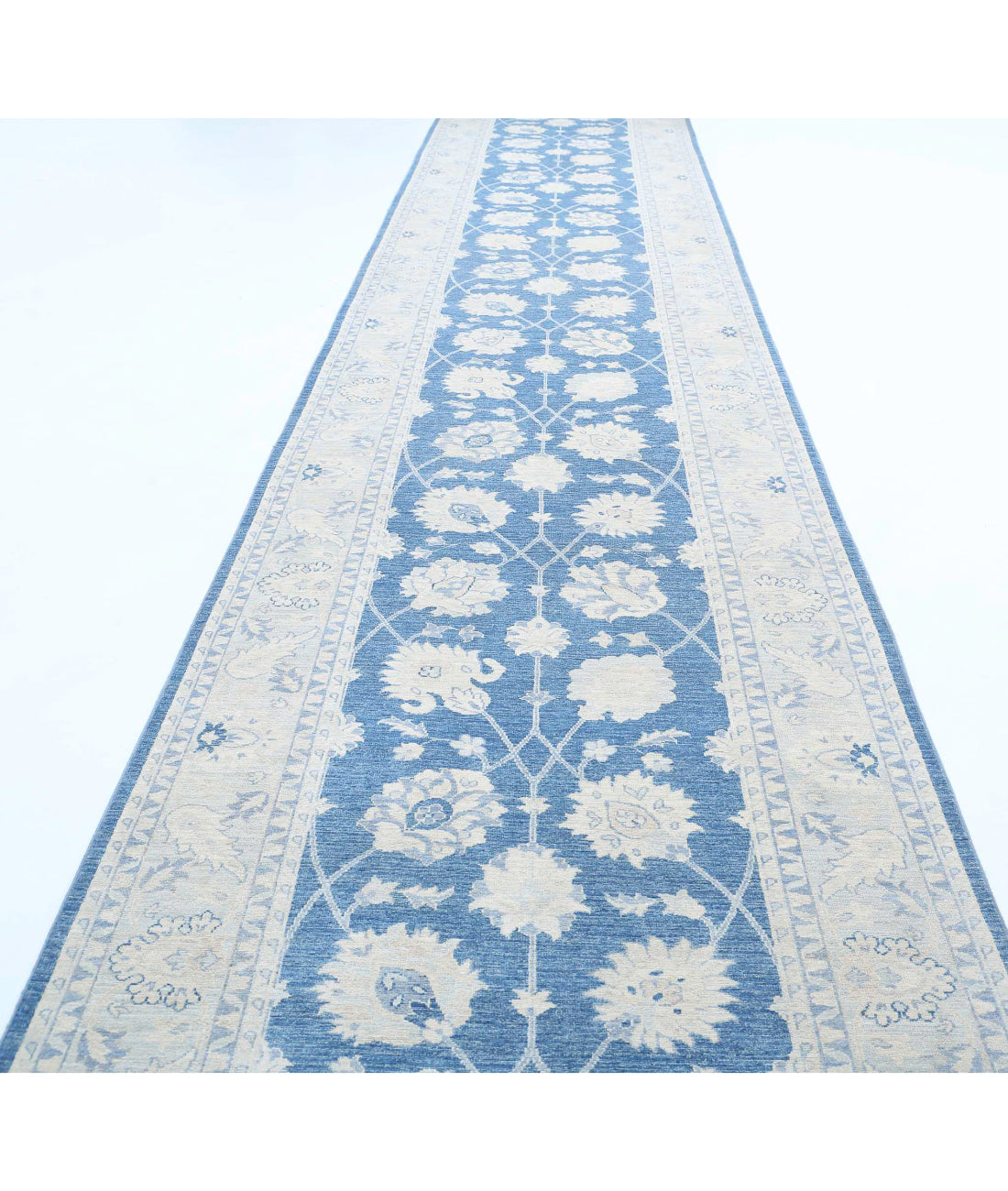 Serenity 4'0'' X 41'7'' Hand-Knotted Wool Rug 4'0'' x 41'7'' (120 X 1248) / Blue / Ivory