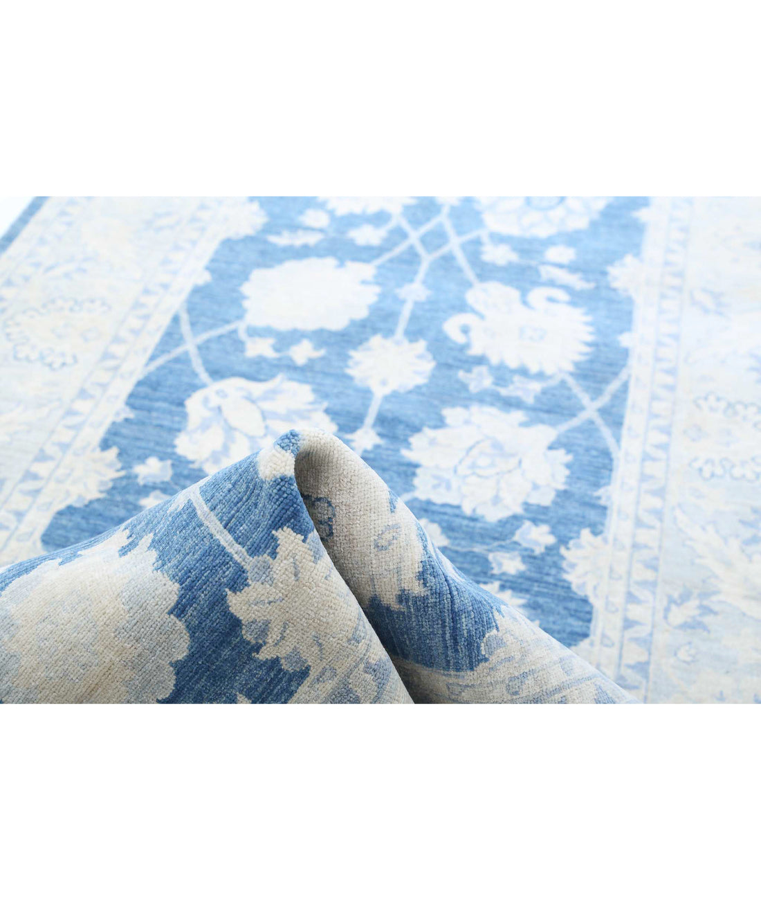 Serenity 4'0'' X 41'7'' Hand-Knotted Wool Rug 4'0'' x 41'7'' (120 X 1248) / Blue / Ivory