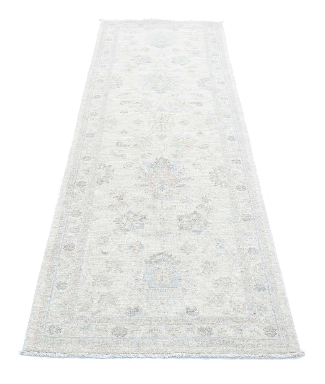 Serenity 2'7'' X 8'5'' Hand-Knotted Wool Rug 2'7'' x 8'5'' (78 X 253) / Ivory / Blue