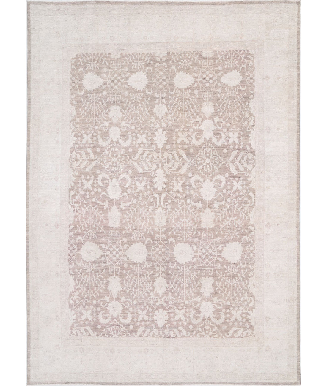 Serenity 9'6'' X 13'8'' Hand-Knotted Wool Rug 9'6'' x 13'8'' (285 X 410) / Brown / Ivory