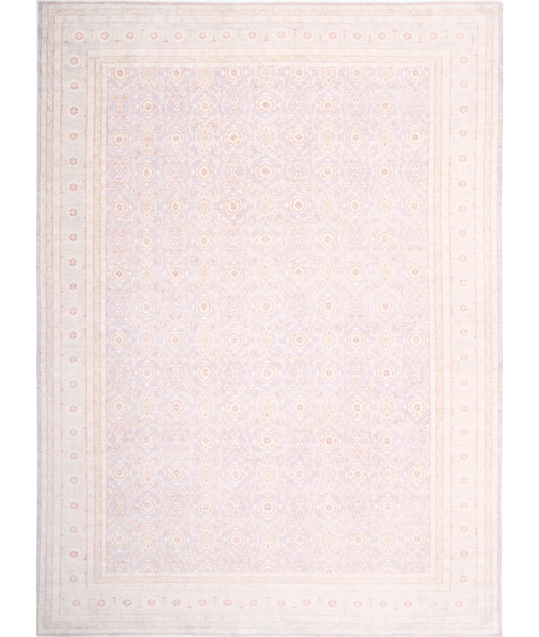 Serenity 13'11'' X 18'9'' Hand-Knotted Wool Rug 13'11'' x 18'9'' (418 X 563) / Lilac / Ivory