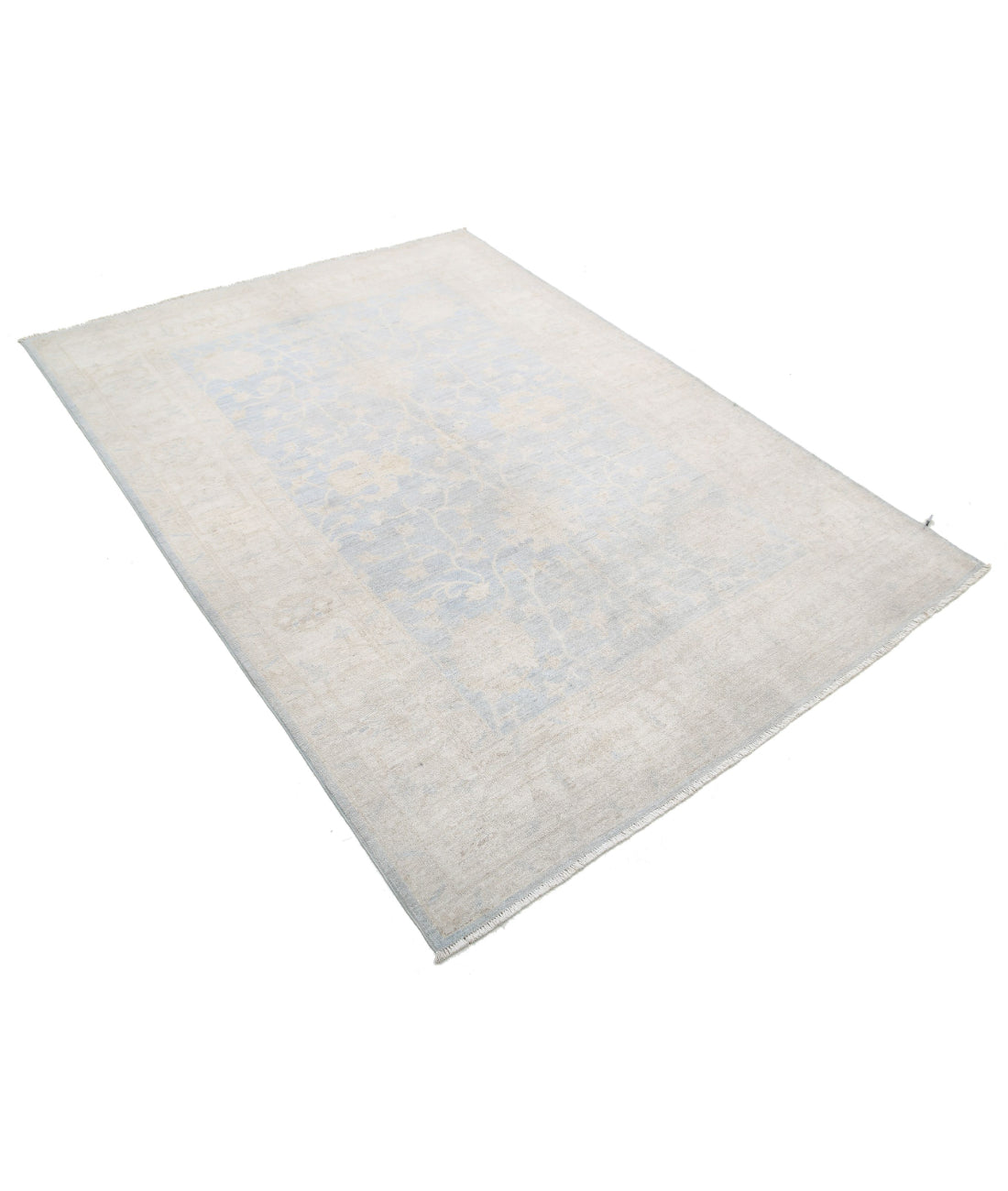 Serenity 4'10'' X 6'8'' Hand-Knotted Wool Rug 4'10'' x 6'8'' (145 X 200) / Blue / Ivory