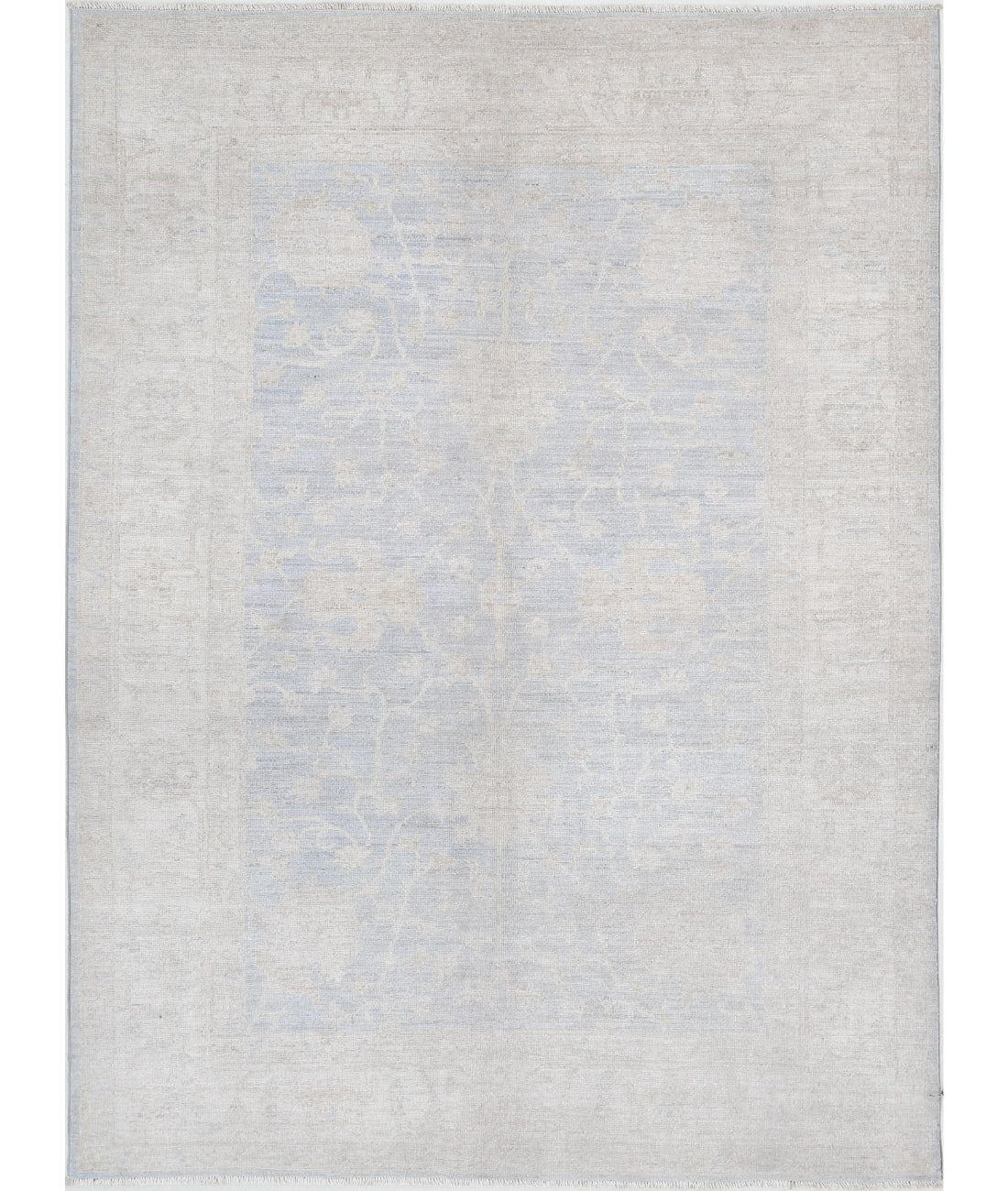 Serenity 4'10'' X 6'8'' Hand-Knotted Wool Rug 4'10'' x 6'8'' (145 X 200) / Blue / Ivory