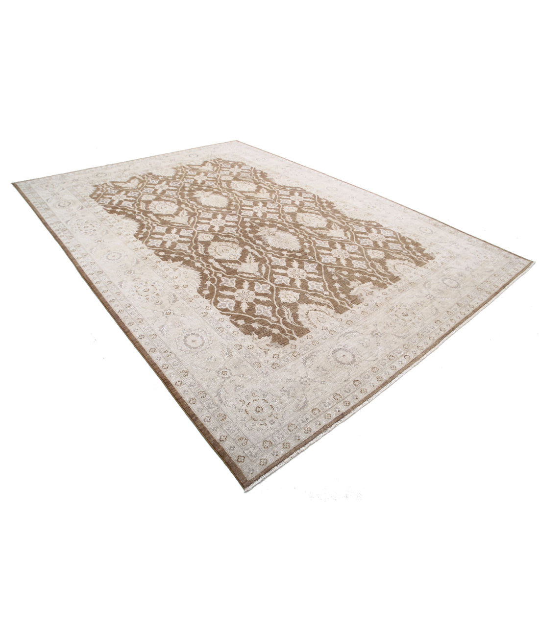 Serenity 8'9'' X 12'0'' Hand-Knotted Wool Rug 8'9'' x 12'0'' (263 X 360) / Brown / Ivory