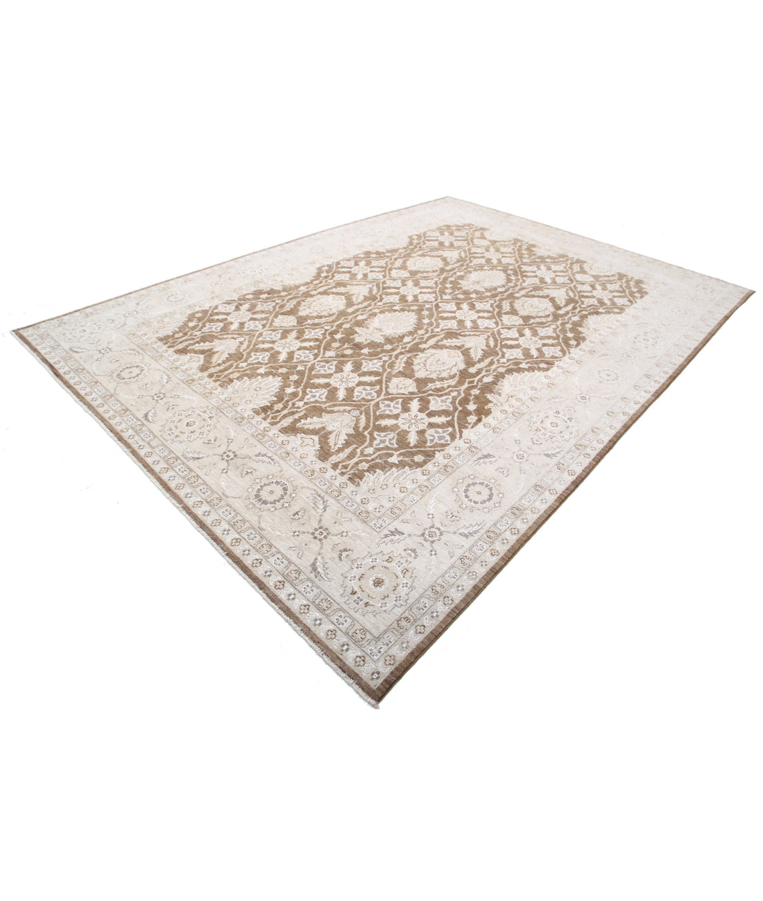 Serenity 8'9'' X 12'0'' Hand-Knotted Wool Rug 8'9'' x 12'0'' (263 X 360) / Brown / Ivory