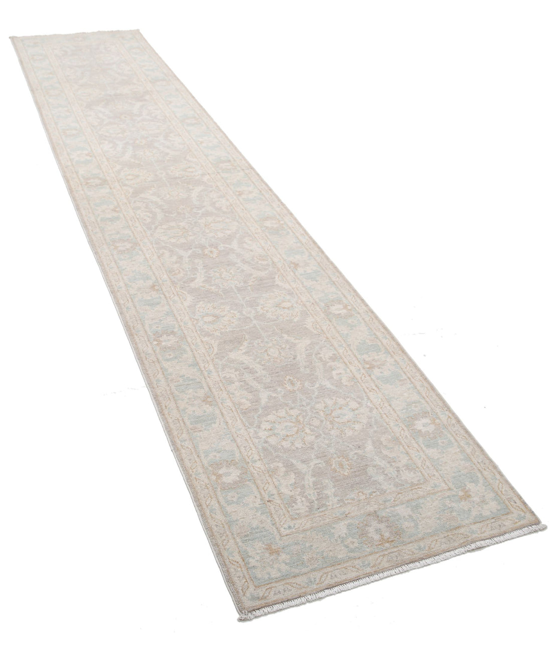 Serenity 2'6'' X 12'0'' Hand-Knotted Wool Rug 2'6'' x 12'0'' (75 X 360) / Brown / Blue