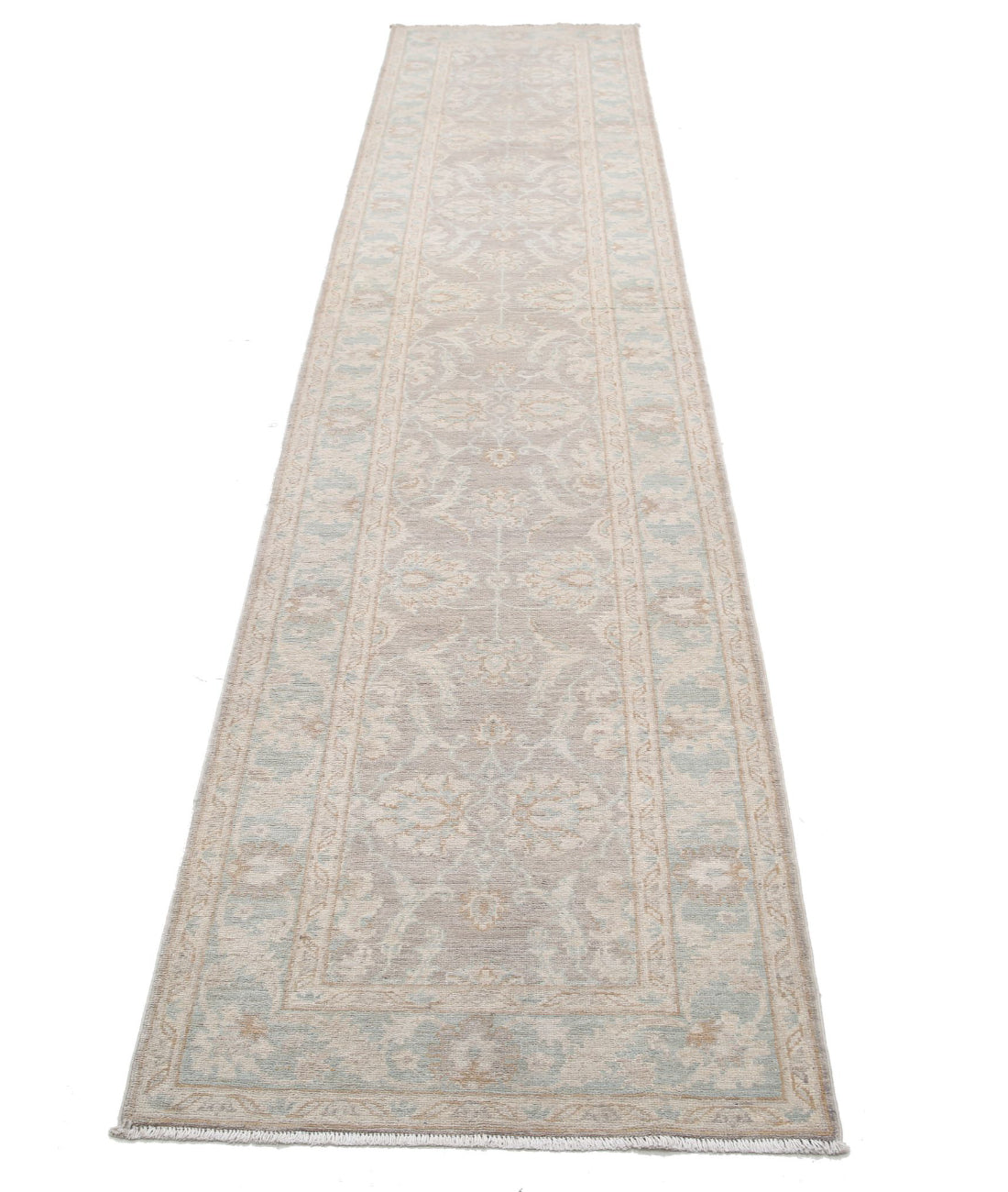 Serenity 2'6'' X 12'0'' Hand-Knotted Wool Rug 2'6'' x 12'0'' (75 X 360) / Brown / Blue