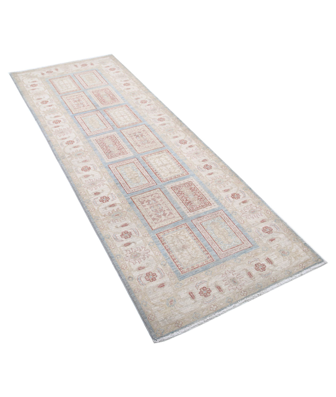 Serenity 2'9'' X 7'4'' Hand-Knotted Wool Rug 2'9'' x 7'4'' (83 X 220) / Blue / Ivory