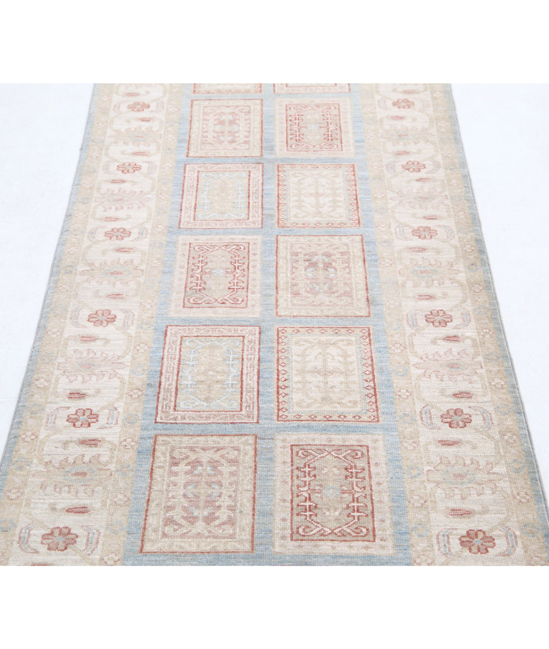 Serenity 2'9'' X 7'4'' Hand-Knotted Wool Rug 2'9'' x 7'4'' (83 X 220) / Blue / Ivory