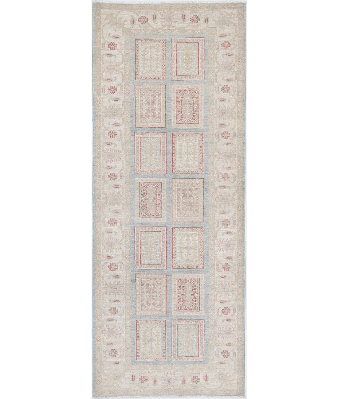 Serenity 2'9'' X 7'4'' Hand-Knotted Wool Rug 2'9'' x 7'4'' (83 X 220) / Blue / Ivory