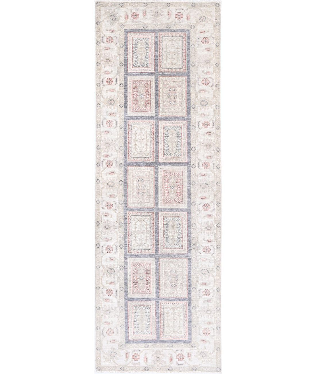 Serenity 2'7'' X 8'0'' Hand-Knotted Wool Rug 2'7'' x 8'0'' (78 X 240) / Grey / Ivory