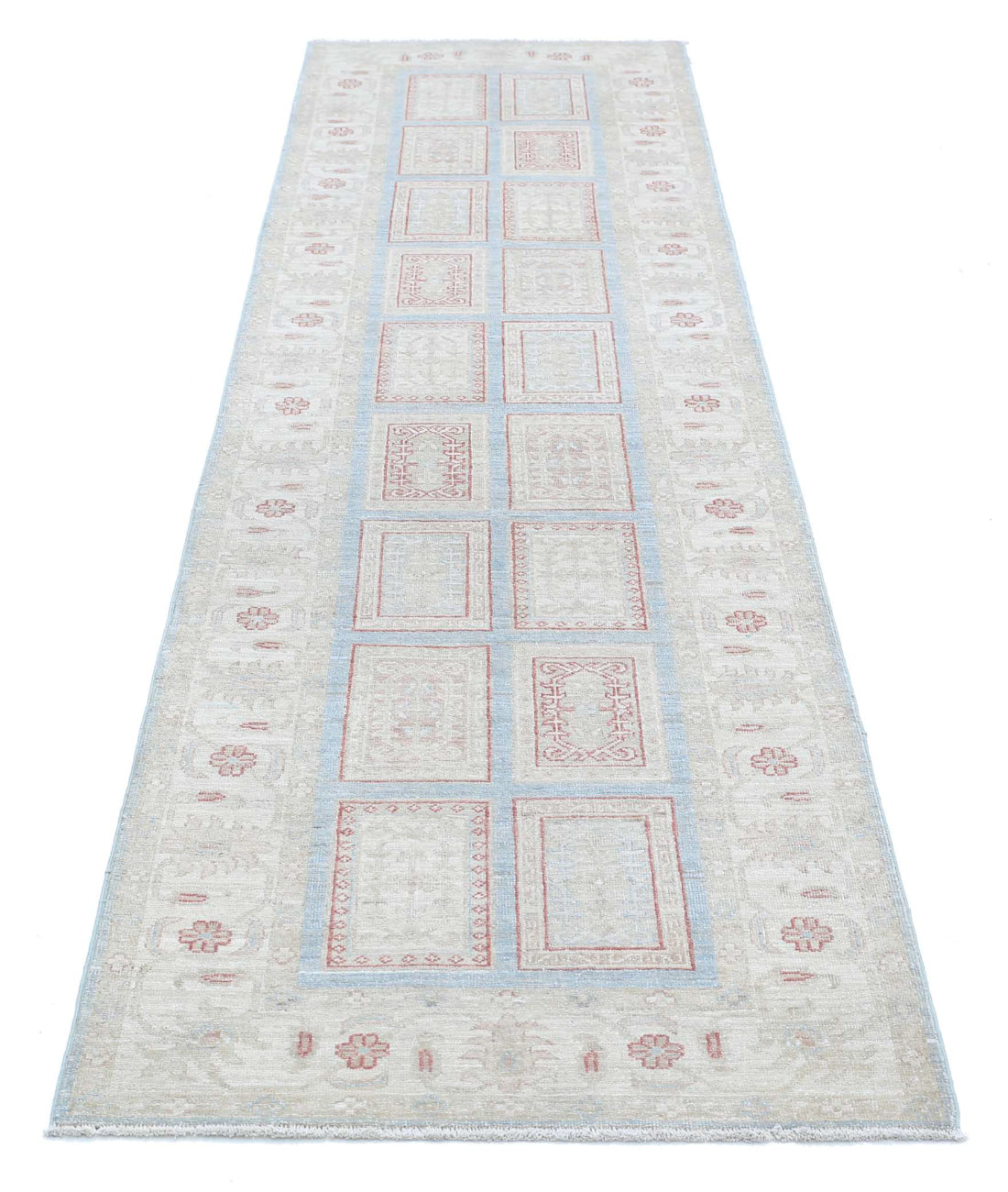 Serenity 2'8'' X 9'8'' Hand-Knotted Wool Rug 2'8'' x 9'8'' (80 X 290) / Blue / Ivory