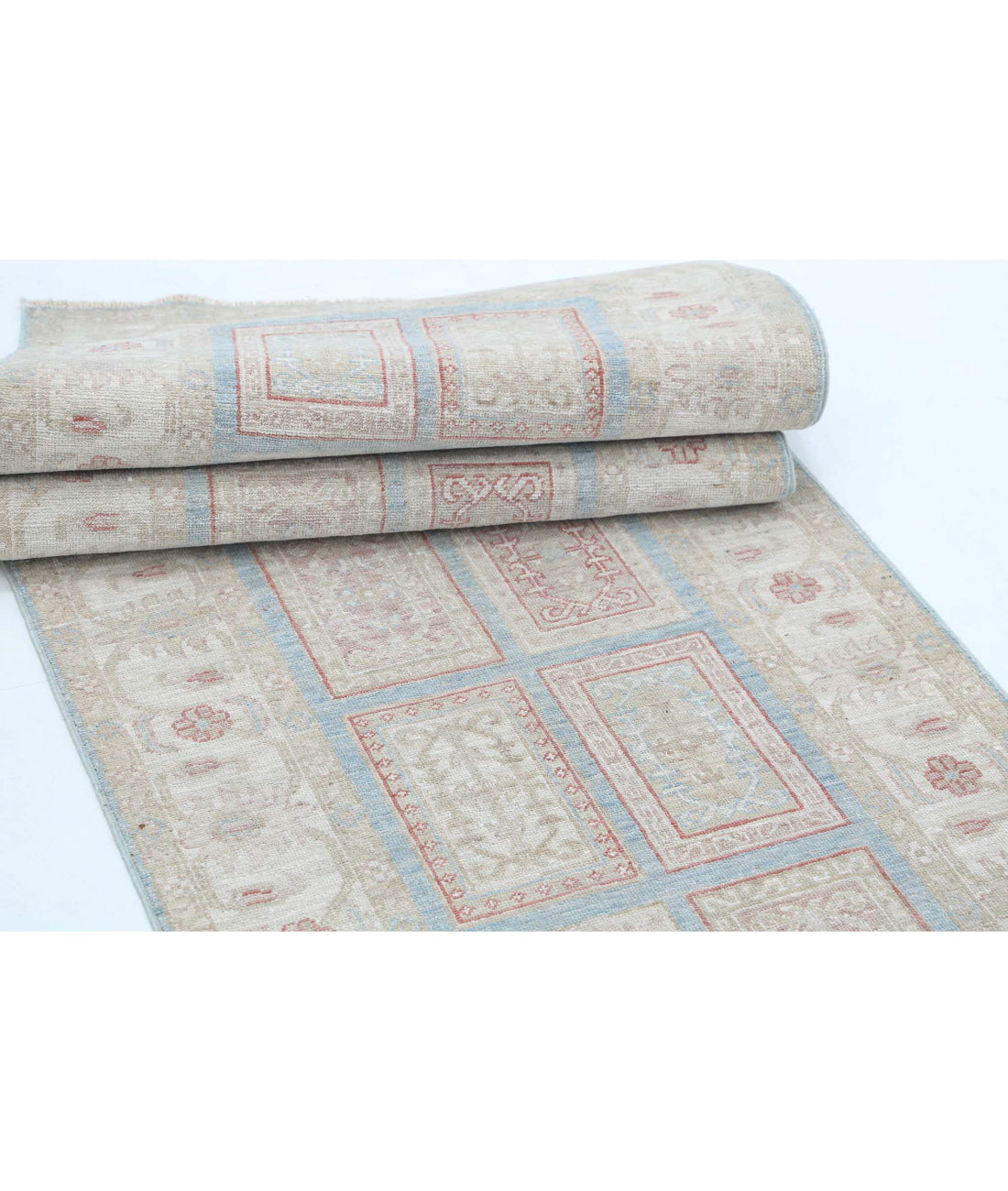 Serenity 2'7'' X 9'10'' Hand-Knotted Wool Rug 2'7'' x 9'10'' (78 X 295) / Blue / Ivory