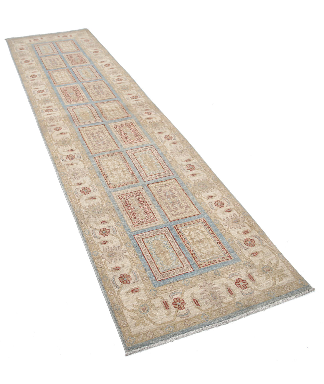 Serenity 2'8'' X 10'2'' Hand-Knotted Wool Rug 2'8'' x 10'2'' (80 X 305) / Blue / Ivory