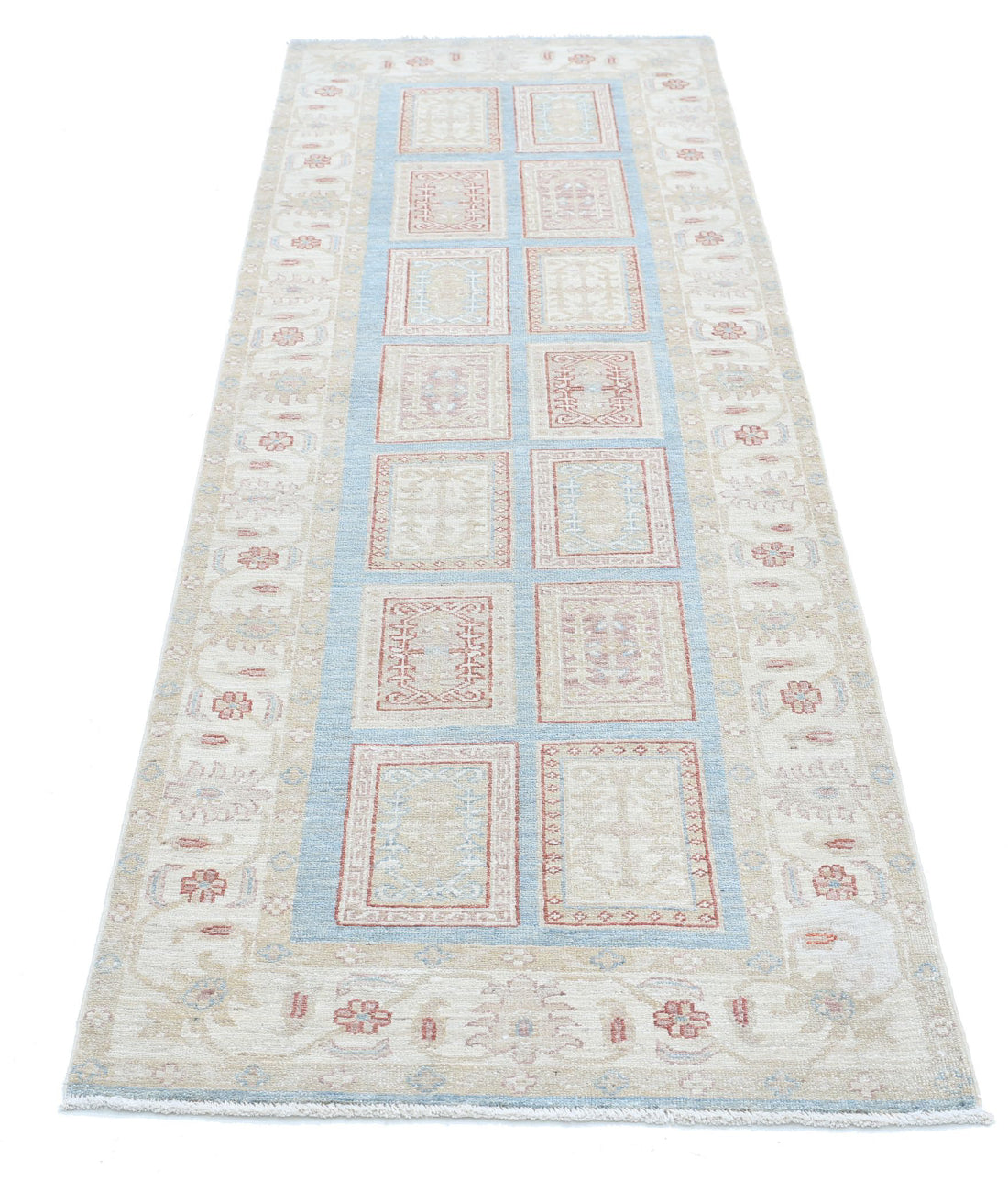 Serenity 2'7'' X 8'2'' Hand-Knotted Wool Rug 2'7'' x 8'2'' (78 X 245) / Blue / Ivory