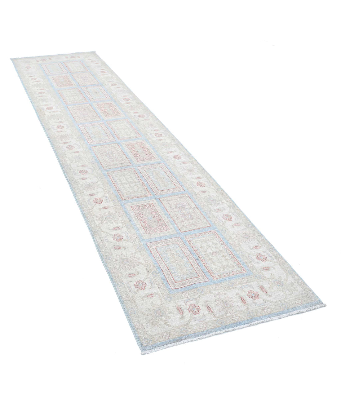 Serenity 2'7'' X 10'6'' Hand-Knotted Wool Rug 2'7'' x 10'6'' (78 X 315) / Blue / Ivory