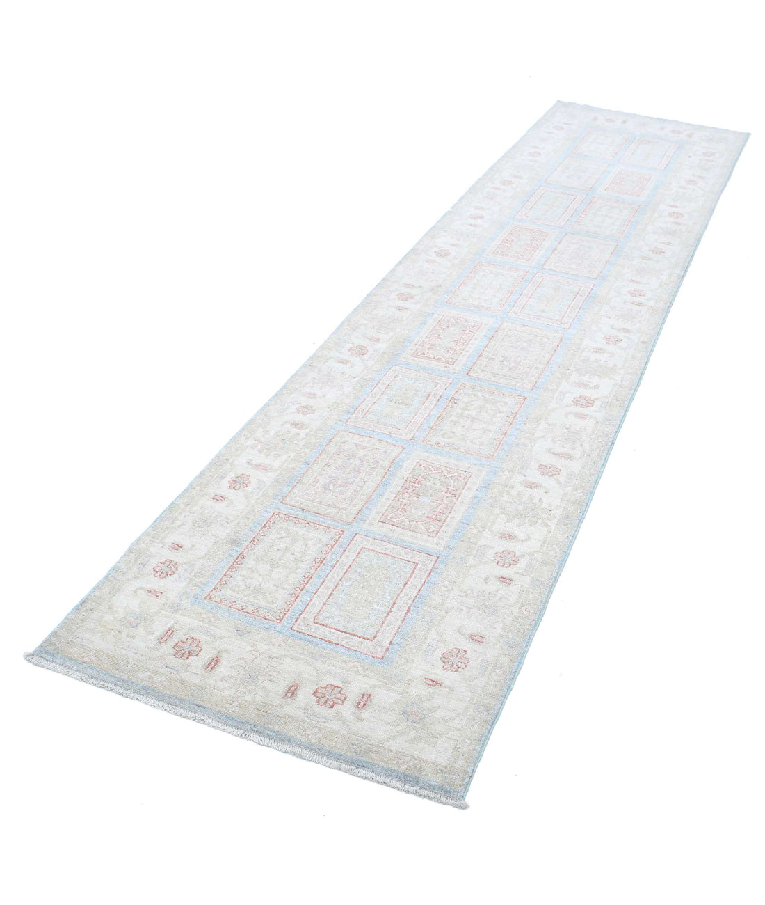 Serenity 2'7'' X 10'6'' Hand-Knotted Wool Rug 2'7'' x 10'6'' (78 X 315) / Blue / Ivory