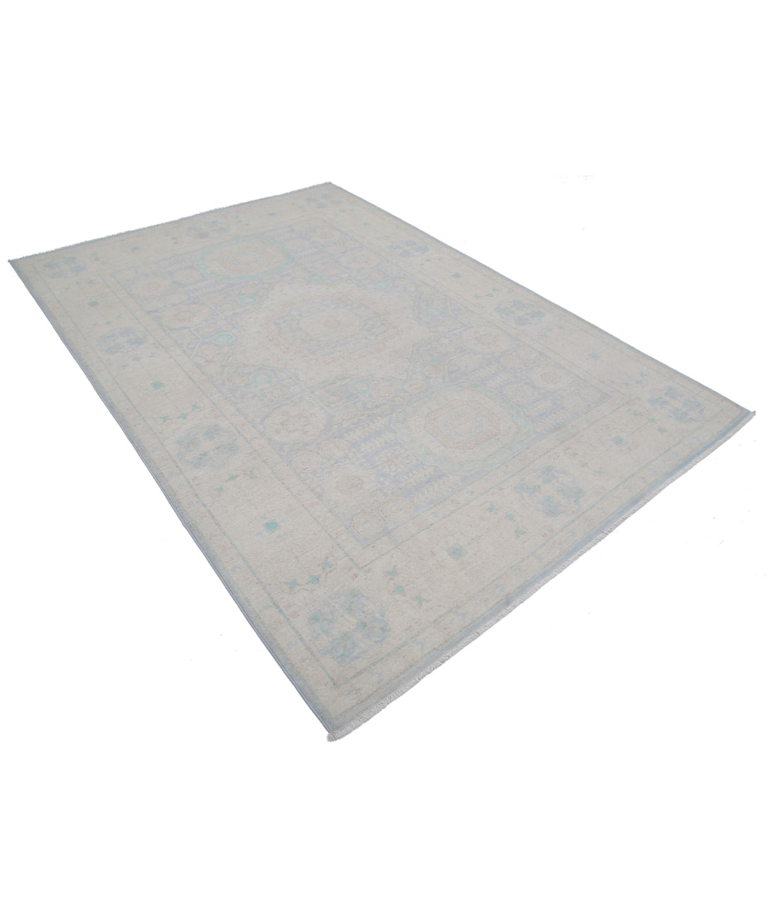 Serenity 6'0'' X 8'6'' Hand-Knotted Wool Rug 6'0'' x 8'6'' (180 X 255) / Blue / Ivory