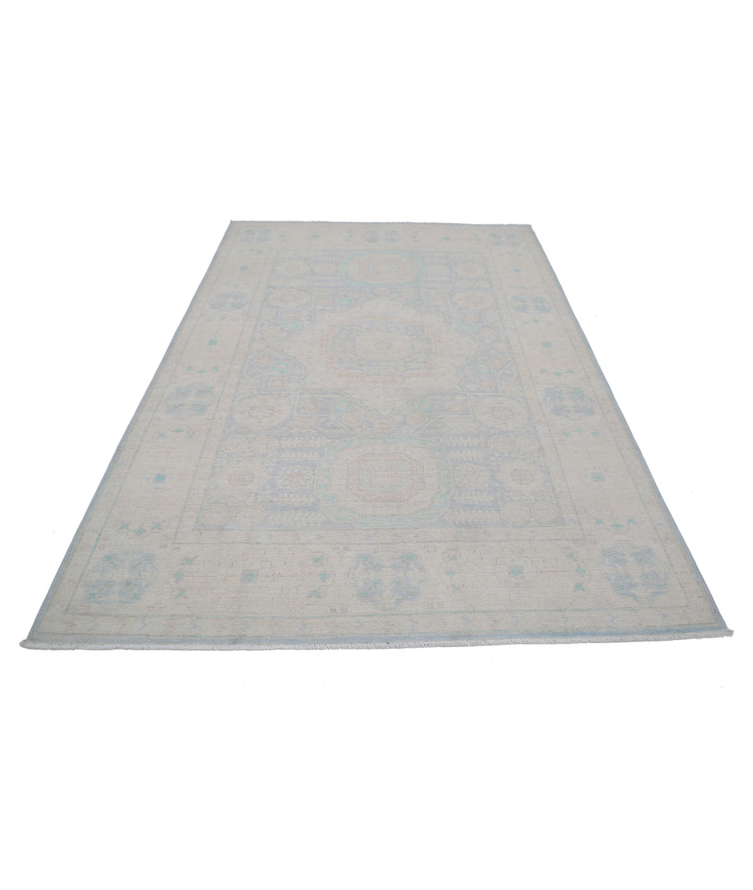 Serenity 6'0'' X 8'6'' Hand-Knotted Wool Rug 6'0'' x 8'6'' (180 X 255) / Blue / Ivory