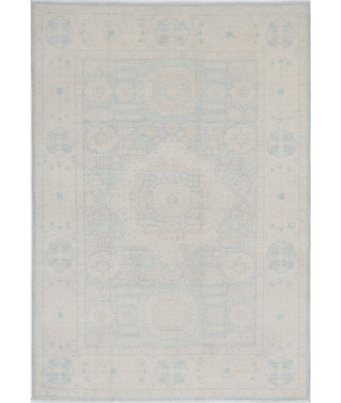 Serenity 6'0'' X 8'6'' Hand-Knotted Wool Rug 6'0'' x 8'6'' (180 X 255) / Blue / Ivory