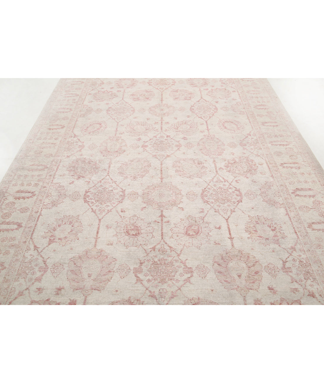 Serenity 8'6'' X 17'5'' Hand-Knotted Wool Rug 8'6'' x 17'5'' (255 X 523) / Ivory / Pink