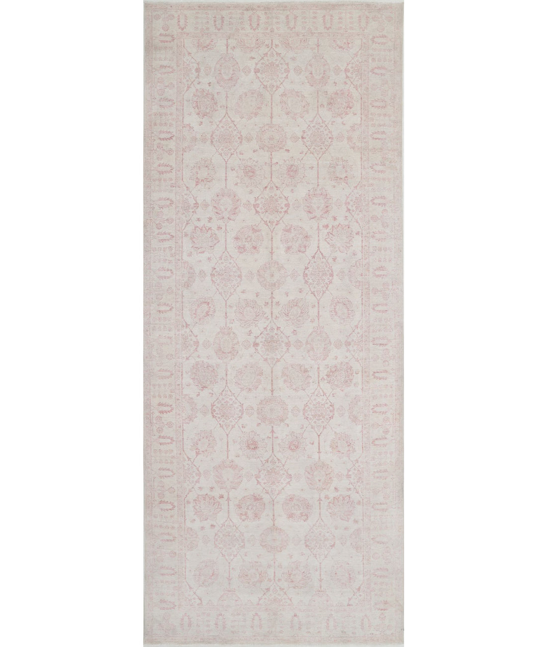 Serenity 8'6'' X 17'5'' Hand-Knotted Wool Rug 8'6'' x 17'5'' (255 X 523) / Ivory / Pink