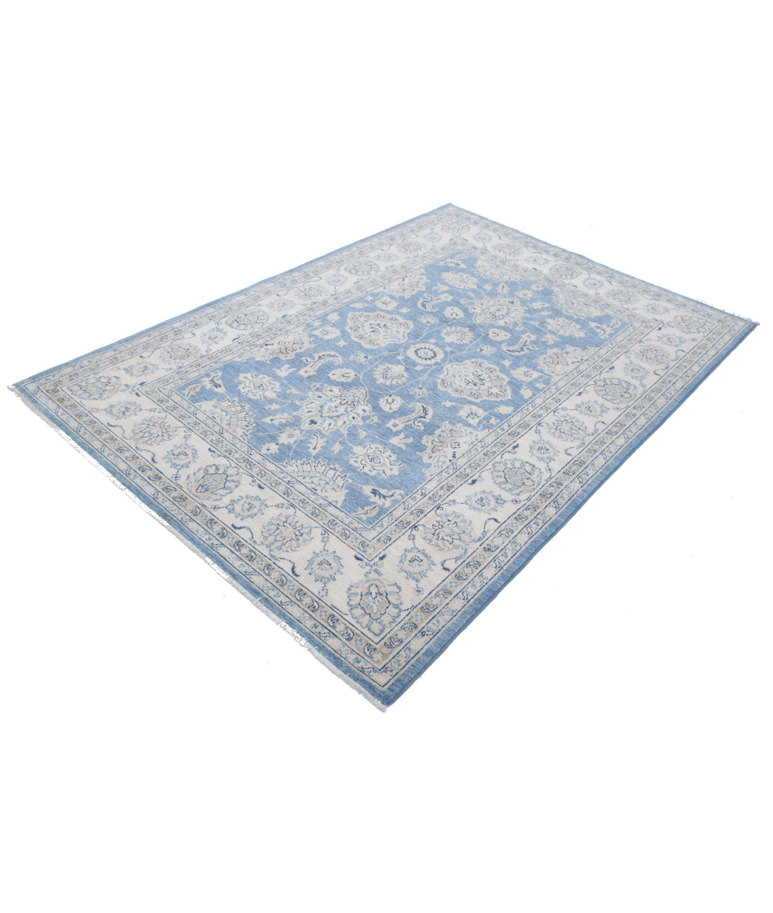 Serenity 4'9'' X 6'9'' Hand-Knotted Wool Rug 4'9'' x 6'9'' (143 X 203) / Blue / Ivory