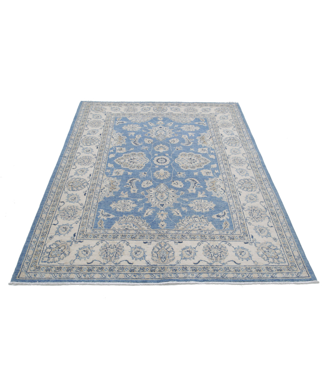 Serenity 4'9'' X 6'9'' Hand-Knotted Wool Rug 4'9'' x 6'9'' (143 X 203) / Blue / Ivory